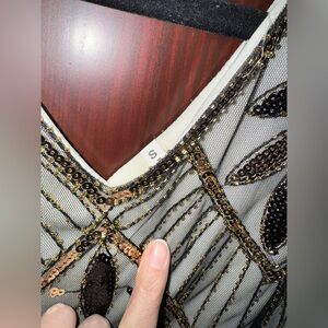 Sequin Embellished V-Neck Dress